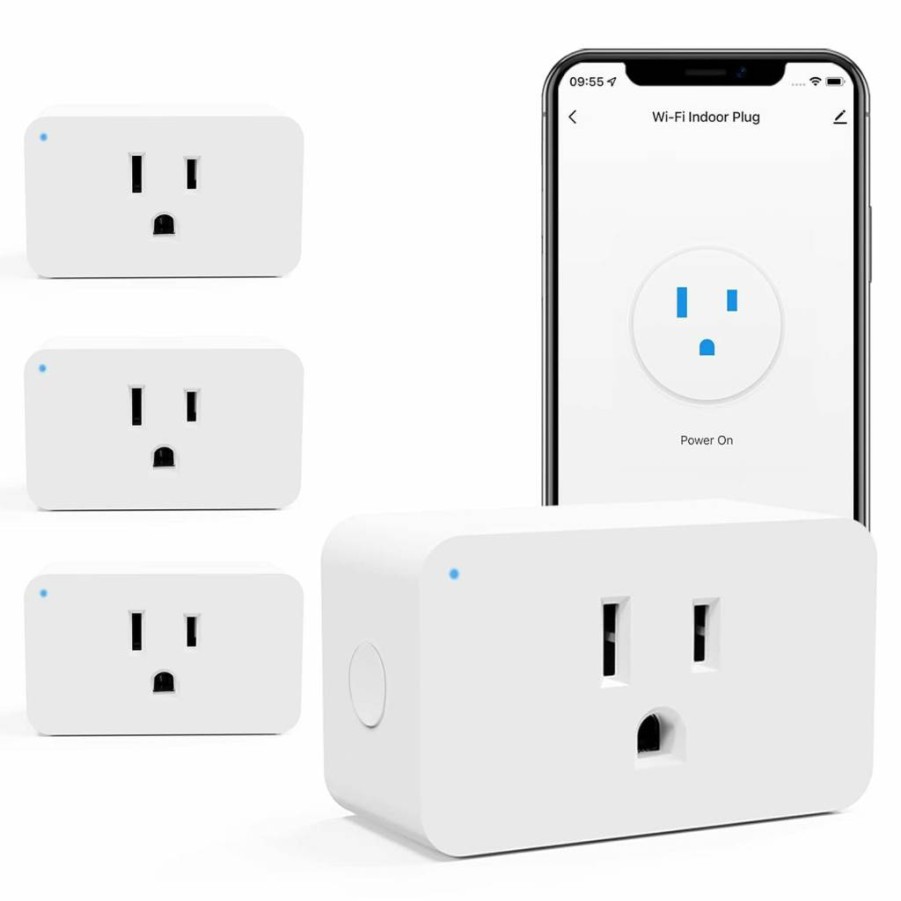 Eva's Light 2 Pack Smart Plug WiFi Dimmable, Voice Control Compatible with Alexa & Google Home, Mini Outlet for LED/CFL/Halogen Bulbs, No Hub Required, 2.4GHz Network