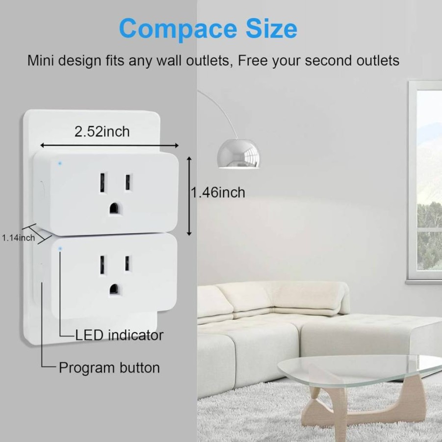 Eva's Light 2 Pack Smart Plug WiFi Dimmable, Voice Control Compatible with Alexa & Google Home, Mini Outlet for LED/CFL/Halogen Bulbs, No Hub Required, 2.4GHz Network