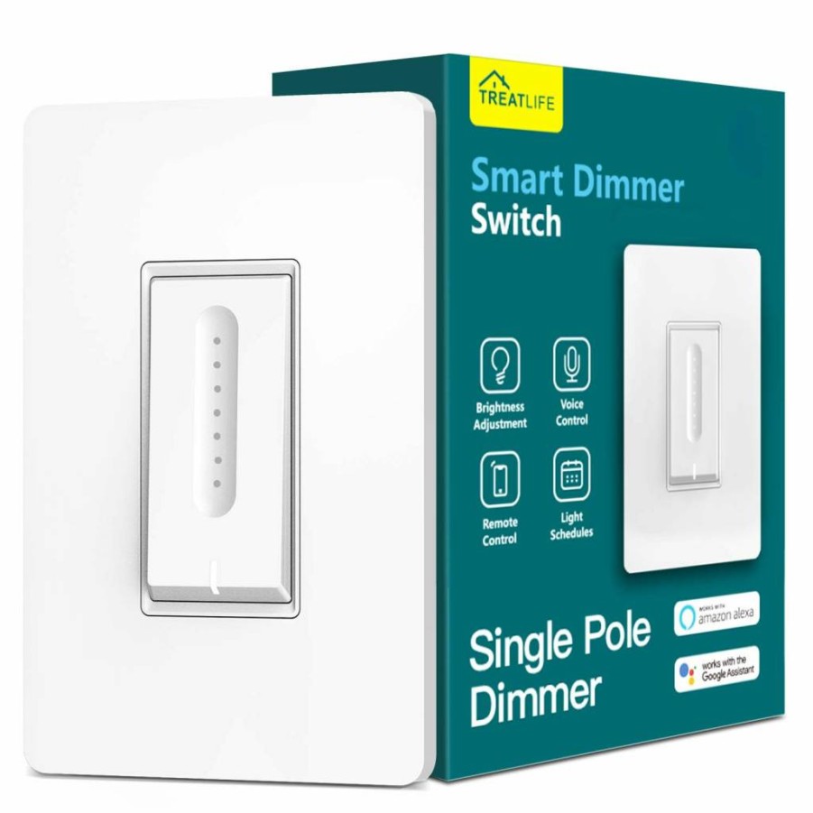 TREATLIFE Smart Dimmer Switch for Dimmable Lights, WiFi 2.4GHz Single-Pole Light Switch Compatible with Alexa & Google Home, App Remote Control, Requires Neutral Wire