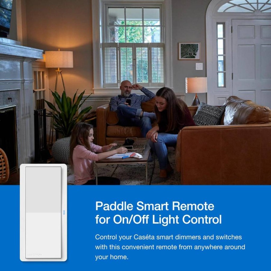 Lutron Pico PJ2-P2B-GLA Light Almond Wireless Remote for Caseta Smart Dimmer and Switch On/Off Control