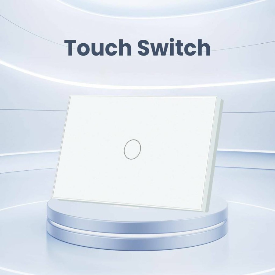LOUYSGEN No Neutral Wire Touch Light Switch - 1 Gang Tempered Glass Panel, 1000W Max, FCC Certified, Modern White Wall Switch