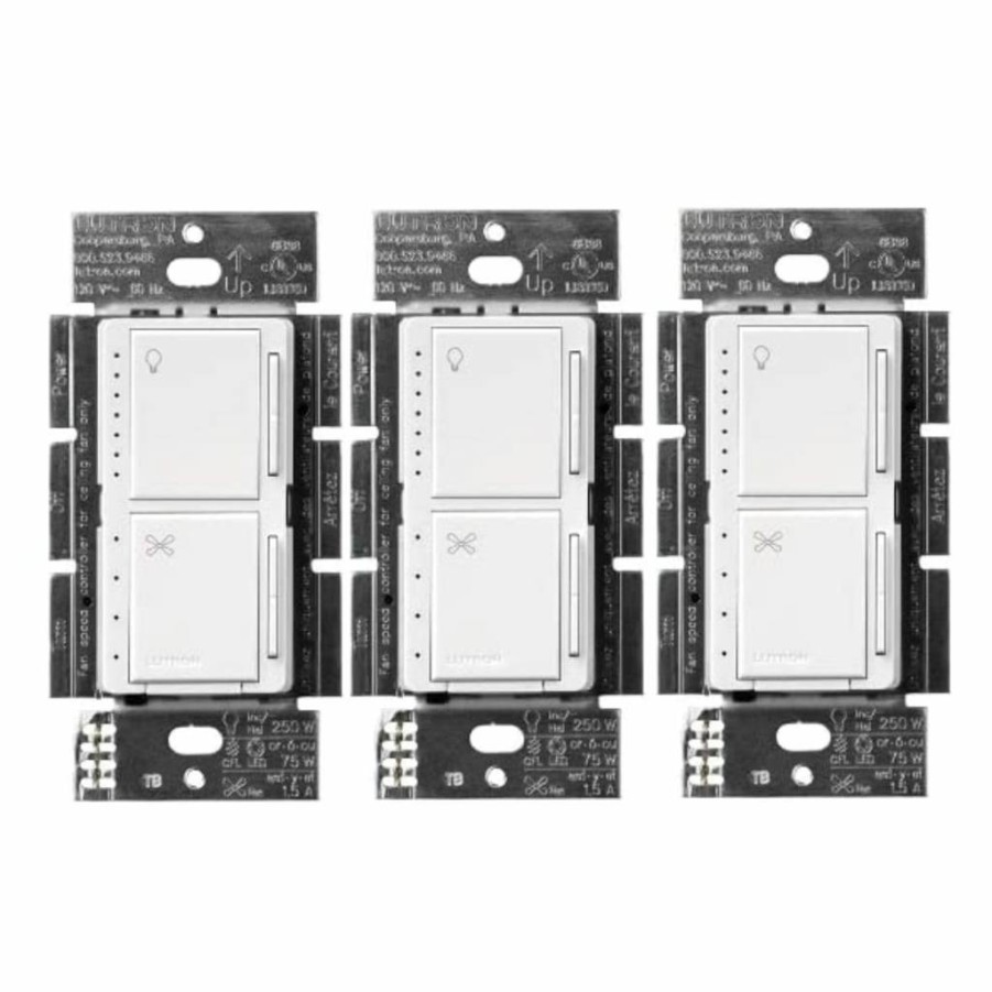 Lutron Maestro Single-Pole Fan Control and LED Dimmer for Dimmable Lights, Halogen & Incandescent Bulbs, MACL-LFQ-WH White