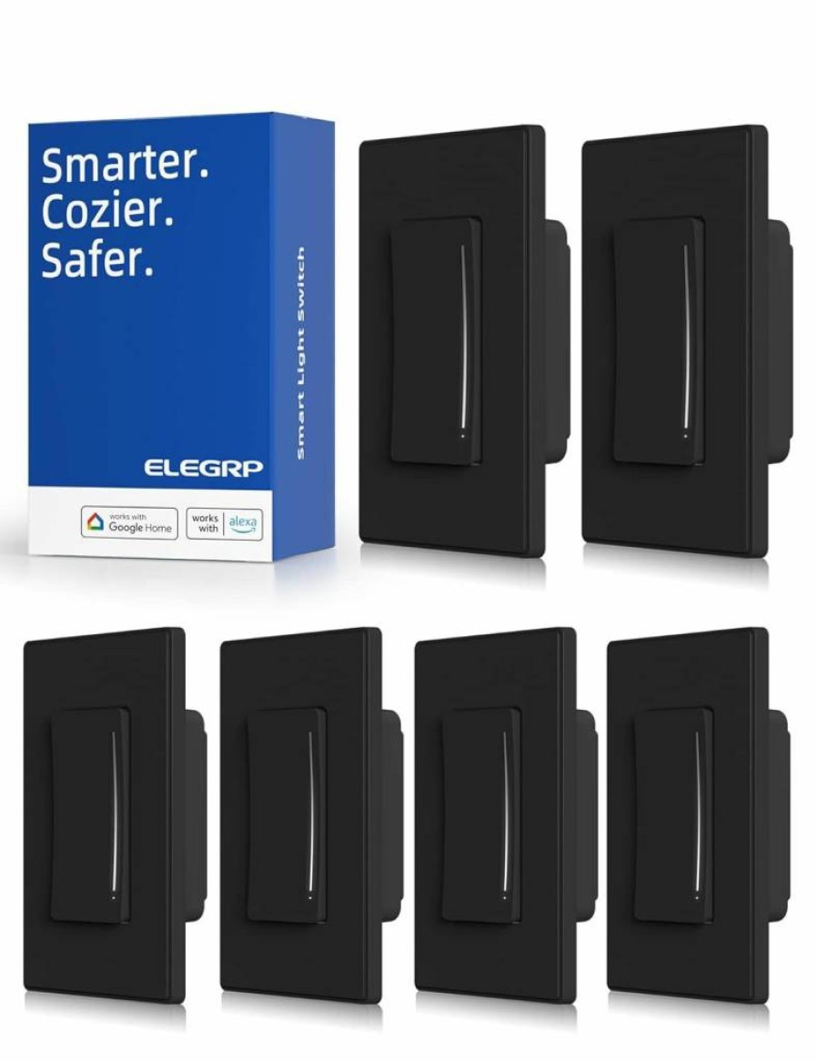 ELEGRP Smart Dimmer Switch 10 Pack, WiFi 2.4GHz Touch Light Switch Compatible with Alexa & Google Home, Single Pole No Hub Required, Neutral Wire Needed, UL FCC Certified, White DTR10
