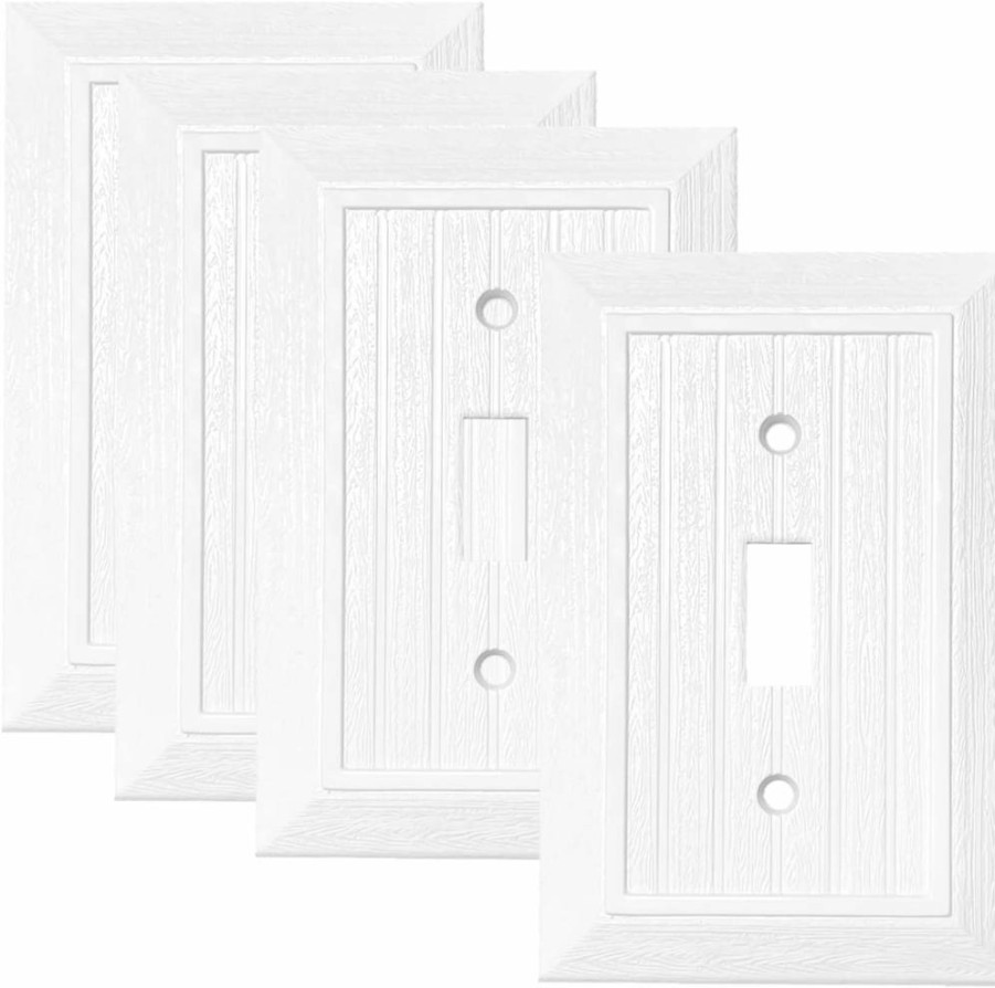 MLLIZH 10-Pack Modern Wood Grain Switch Plate Covers - Decorative Outlet Covers for Light Switch, Smart Switch, Dimmer, GFCI & USB (Single Toggle, Retro Design)