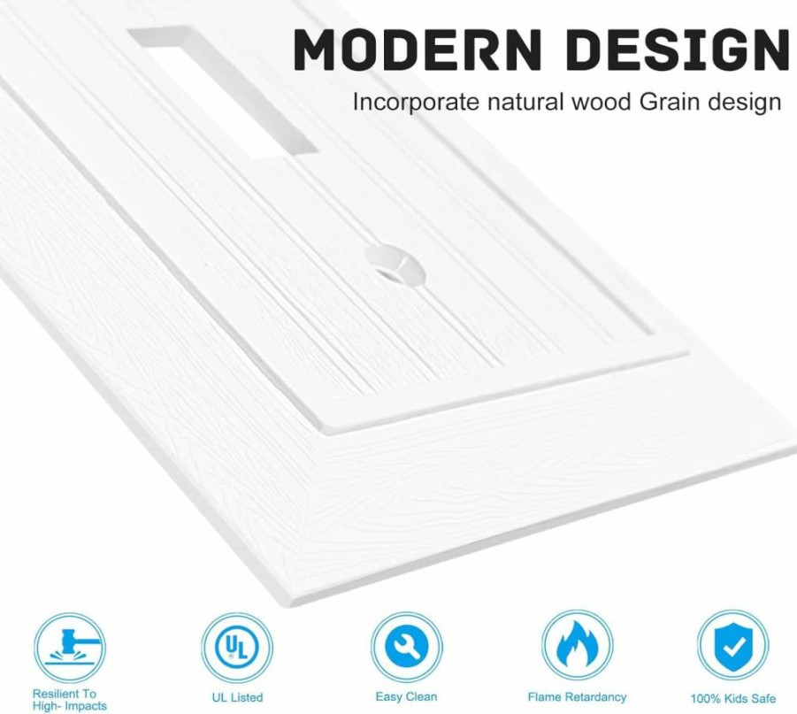 MLLIZH 10-Pack Modern Wood Grain Switch Plate Covers - Decorative Outlet Covers for Light Switch, Smart Switch, Dimmer, GFCI & USB (Single Toggle, Retro Design)
