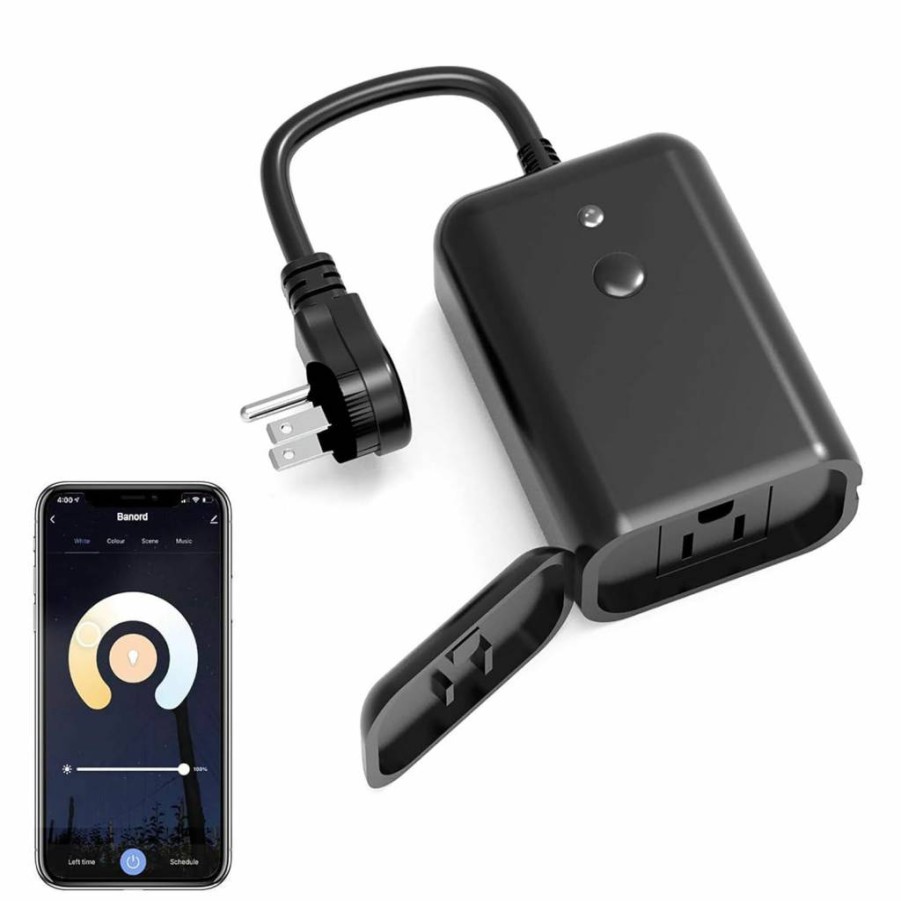 Banord Wifi Smart Dimmer Switch for Outdoor String Lights - Alexa & Google Assistant Compatible, IP44 Waterproof, 350W Incandescent/150W LED, Smart Home Lighting Control