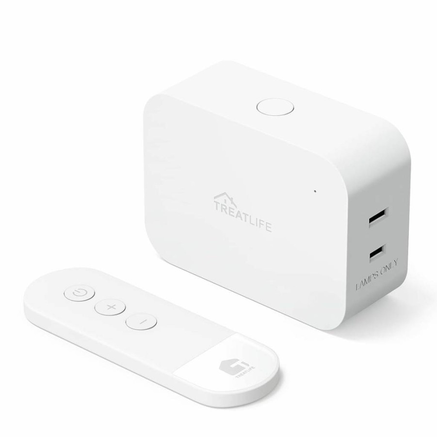 TREATLIFE Wireless Dimmer Plug with Remote Control for Dimmable Bulbs & String Lights, 300W Max, 100Ft Range, 2-in-1 Plug-In Switch, No Smart Features