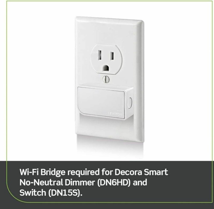 Leviton Decora Smart Wi-Fi Switch DN15S-1RW - No Neutral Required, Works with Alexa, Google Assistant, Apple HomeKit, 3-Way Compatible, White