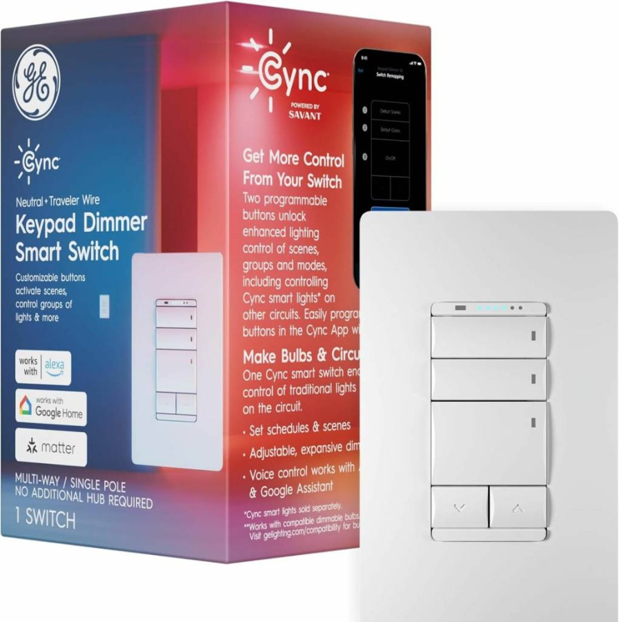 Cync Smart Dimmer Switch - Alexa & Google Home Compatible, Matter Enabled, Easy Installation, Highly Customizable Light Dimmer (1-Pack)