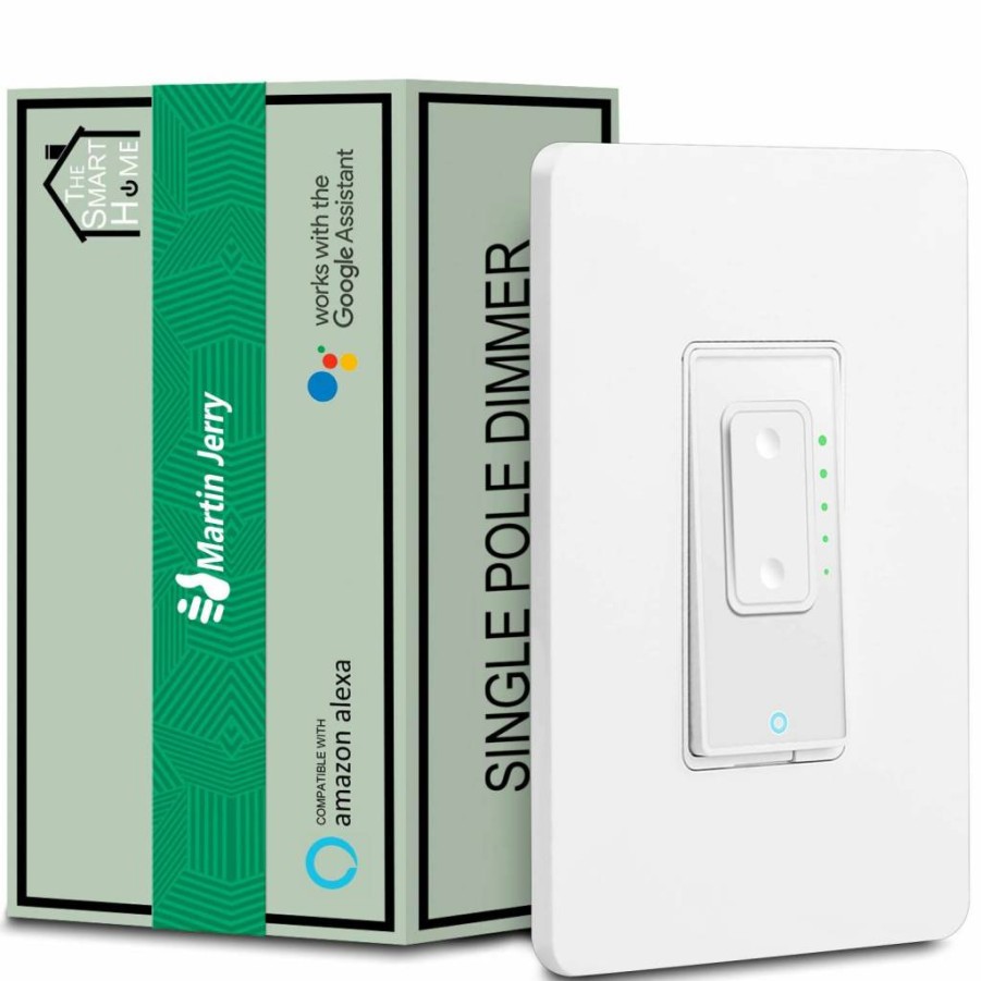 Martin Jerry Smart Dimmer Switch - WiFi 2.4GHz, Works with Alexa & Google Home, Neutral Wire Required, Compatible with LED Lights, White