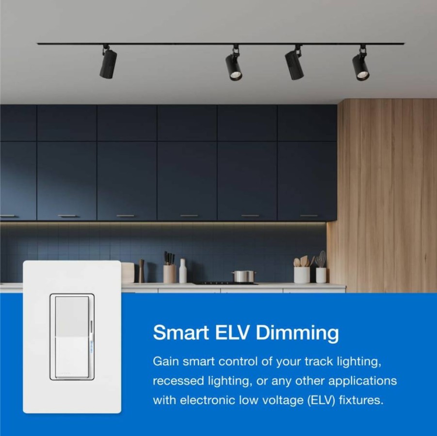 Lutron Diva Smart Dimmer Switch DVRF-5NE-WH for Caseta Lighting System, 250W LED Compatible, Requires Neutral Wire and Lutron Hub, White