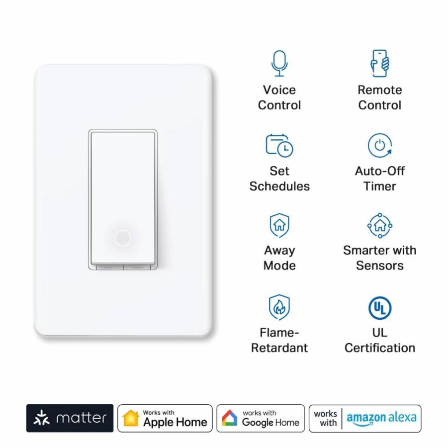 Tapo Smart Dimmer Switch 4-Pack, Matter Enabled, Single Pole with Neutral Wire, Works with Alexa, Google Home, Siri, 2.4GHz WiFi, UL Certified