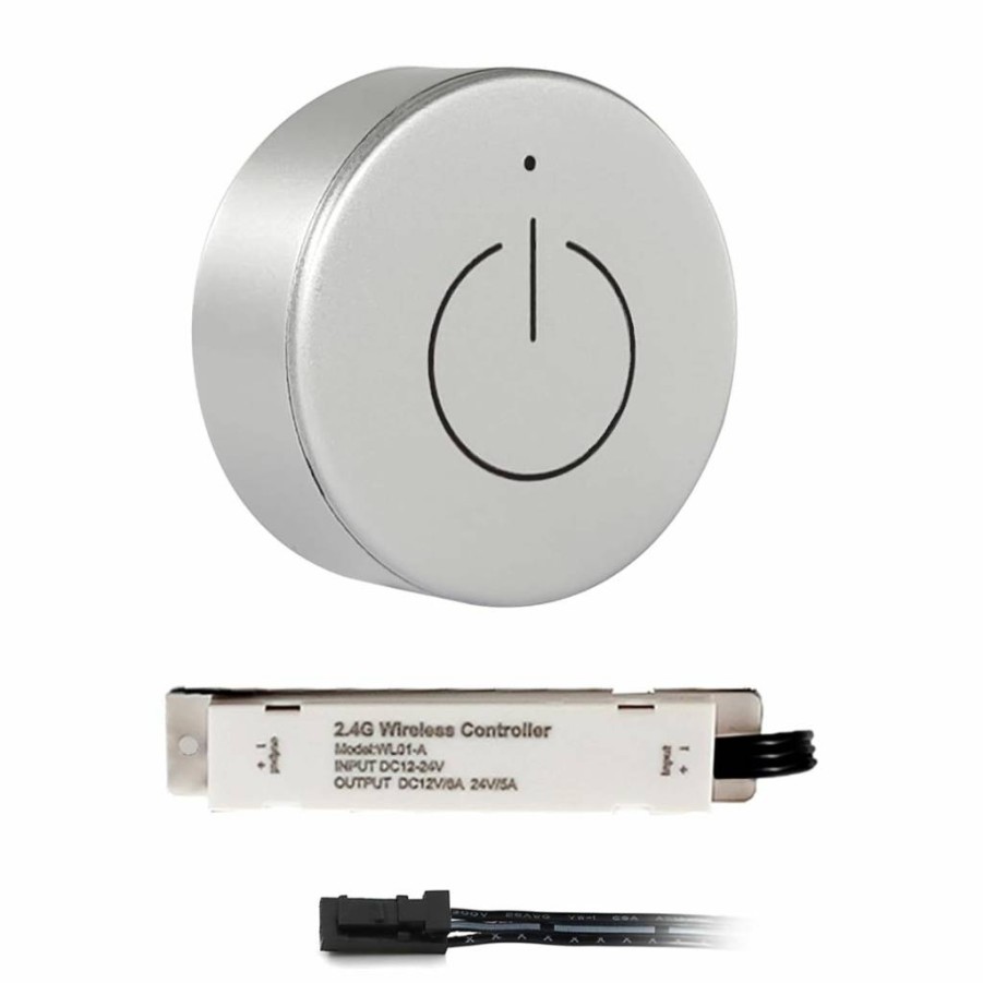VST 12V/24V Wireless LED Dimmer Kit with WiFi 2.4G & Touch Control for Cabinet, Closet, Wardrobe Lighting - Surface Mount JST Controller