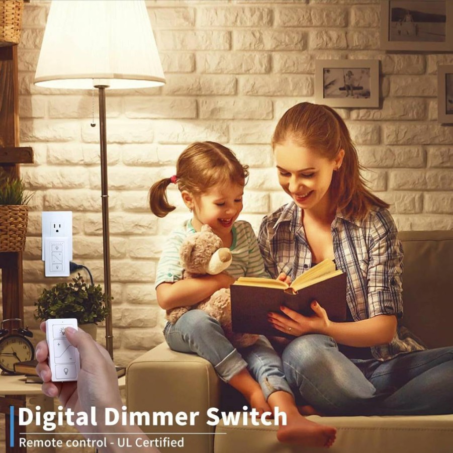 Humpptom Smart Light Dimmer Switch with Remote - Plug-In Lamp Dimmer for Dimmable LED, CFL, Incandescent & Halogen Bulbs, White