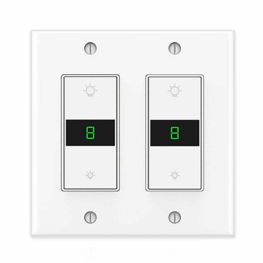 Lesim 2-Gang Smart Dimmer Light Switch, WiFi 2.4GHz, Works with Alexa & Google Home, Single Pole, Neutral Wire Required, Voice & App Control