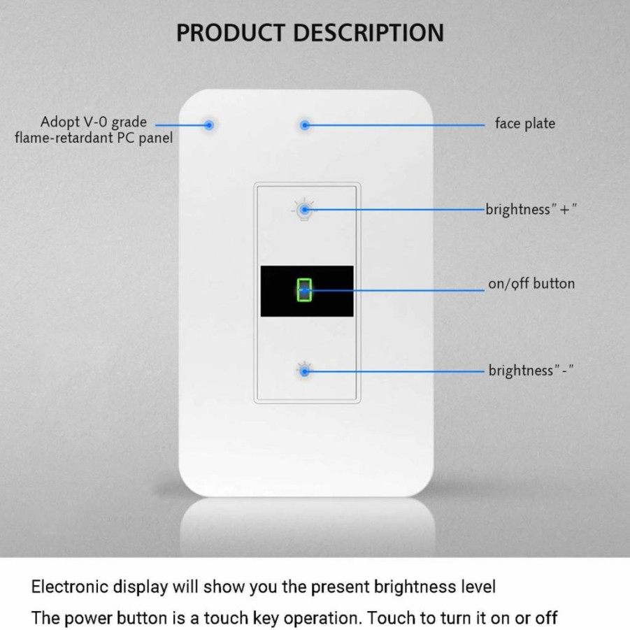 Lesim 2-Gang Smart Dimmer Light Switch, WiFi 2.4GHz, Works with Alexa & Google Home, Single Pole, Neutral Wire Required, Voice & App Control
