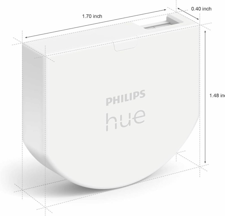 Philips Hue Smart Dimmer Switch Remote - Wireless Light Control for Hue Bulbs, On/Off & Dimming, White, 1-Pack, Works with Hue Bridge, No Wiring Needed