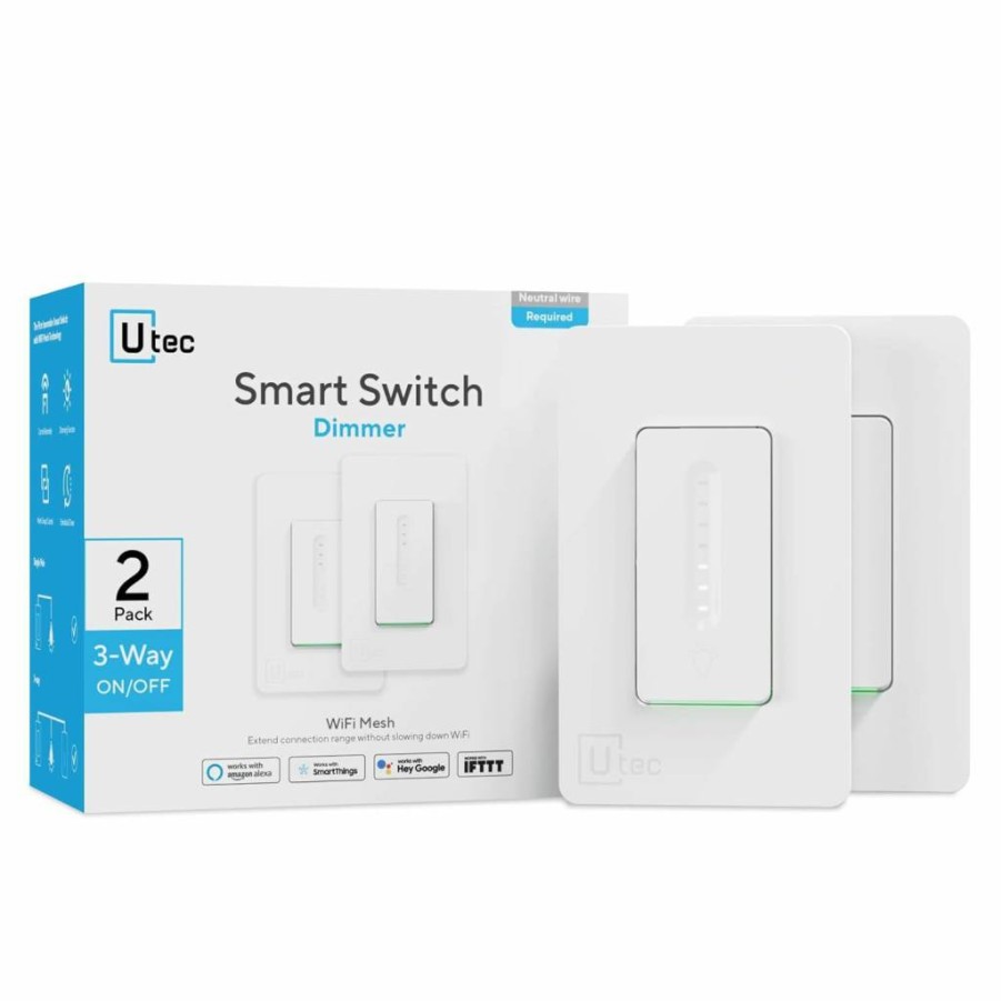 U-tec Smart WiFi Dimmer Switch 3-Way, Works with Alexa, Google Assistant & SmartThings, No Hub Required, FCC/ETL Certified, 2.4GHz Wi-Fi, 1 Pack