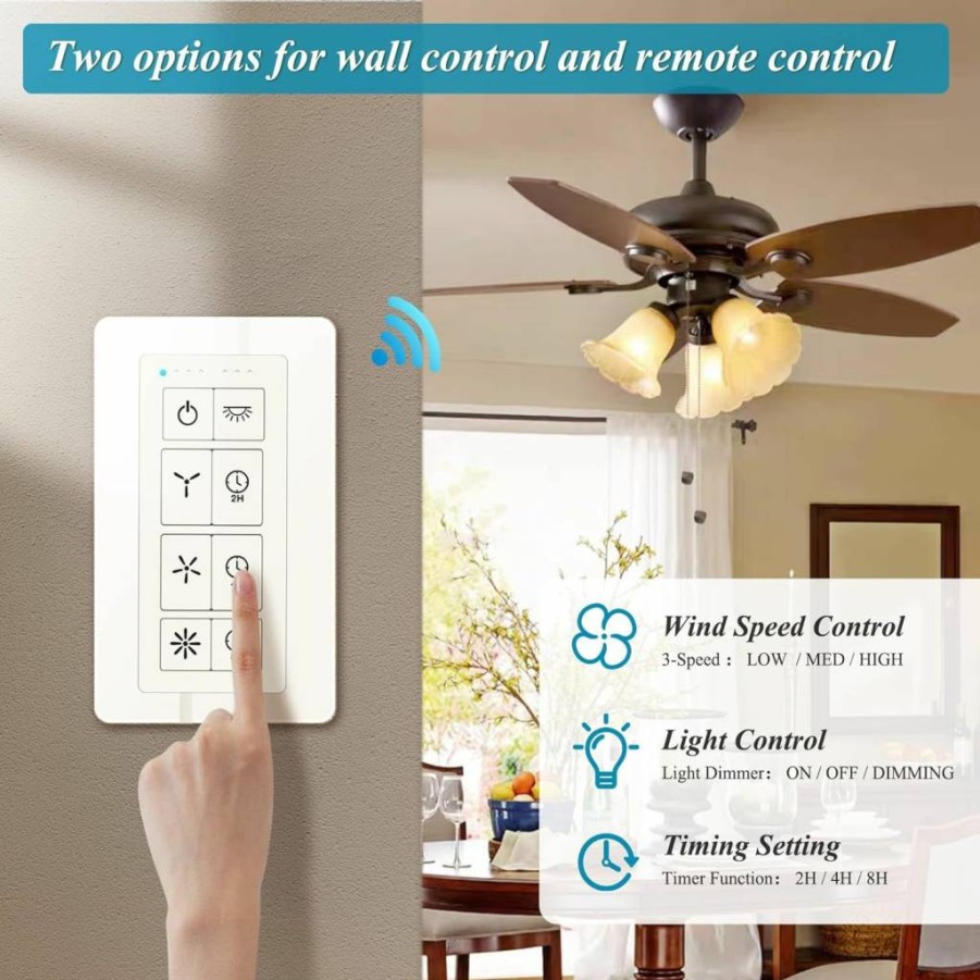 Prichor Universal Smart WiFi Ceiling Fan Remote Control Kit with Dimmer Light Switch - Alexa & Google Assistant Compatible, 3-Speed, Timer, Smart Life App Enabled