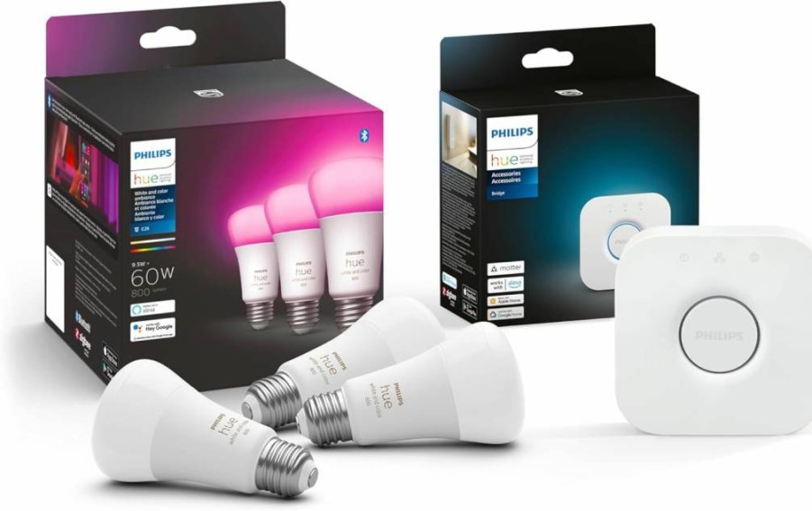 Philips Hue Smart Dimmer Switch with Remote & White and Color Ambiance A19 60W LED Smart Bulbs Bundle