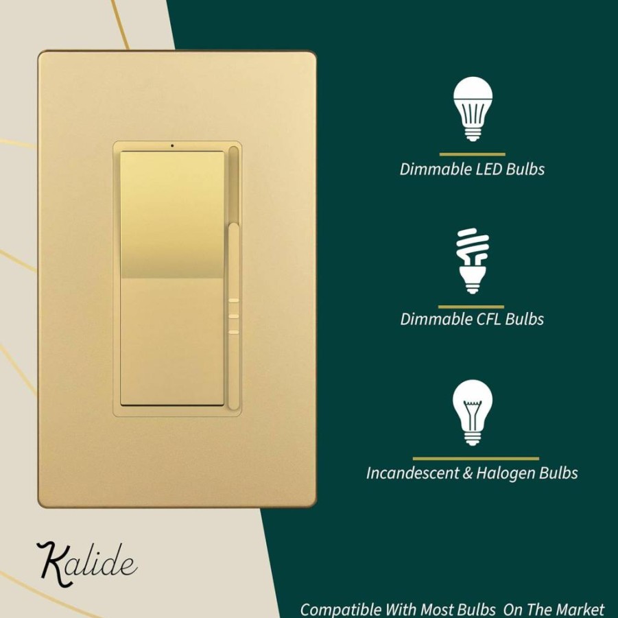 TOPGREENER 6-Pack Dimmer Light Switch, 300W LED/CFL & 600W Incandescent/Halogen Compatible, Single Pole/3-Way, Full Range Dimming, UL Listed, White Wall Plate Included