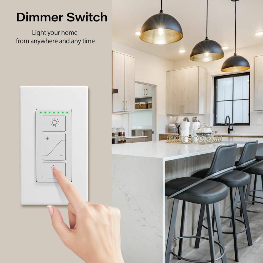 Sunmerit Smart Dimmer Light Switch - Wireless Remote, Alexa Voice Control, No Hub Required, Dual-Band 2.4G & 5G WiFi, Wall-Mounted Lighting Control
