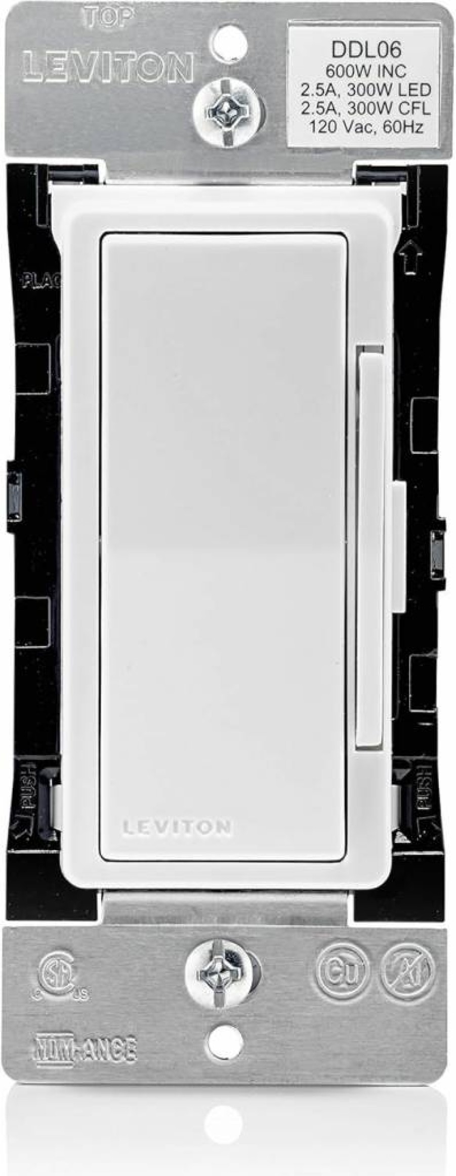 Leviton DDL06-BLZ Bluetooth Smart Dimmer & Timer for LED/CFL 300W, Incandescent 600W, Decora Digital Design