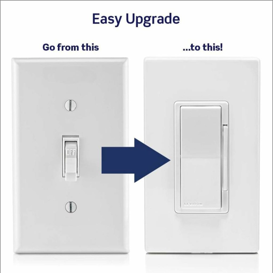 Leviton DDL06-BLZ Bluetooth Smart Dimmer & Timer for LED/CFL 300W, Incandescent 600W, Decora Digital Design