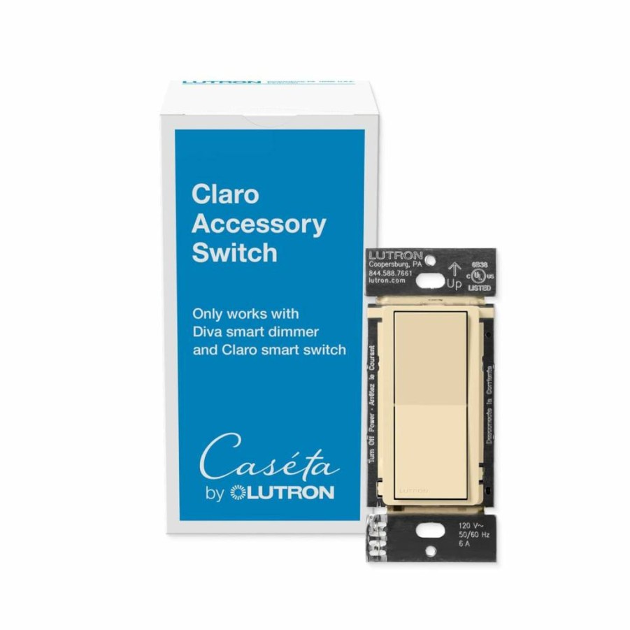 Lutron Caseta Smart Claro 3-Way Accessory Switch - Compatible with Diva Smart Dimmer & Claro Smart Switch, White (DVRF-AS-WH)