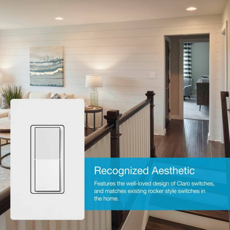 Lutron Caseta Smart Claro 3-Way Accessory Switch - Compatible with Diva Smart Dimmer & Claro Smart Switch, White (DVRF-AS-WH)