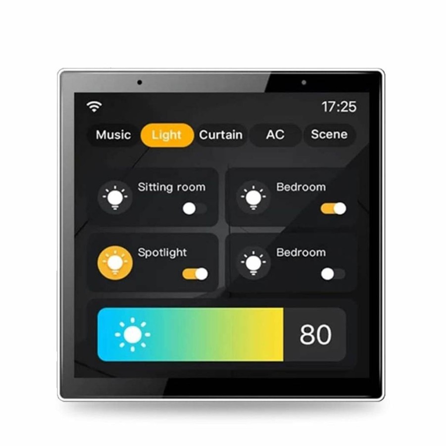 ANJIELO SMART 4'' In-Wall Touchscreen Control Panel - Smart Home Hub for Tuya Devices, Dimmer Switch & Music Player, Black