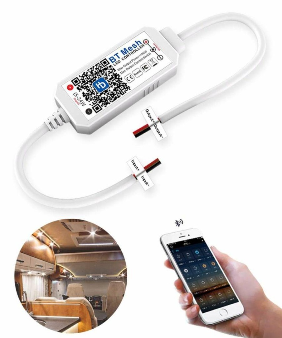 KITASST 12V LED Dimmer Switch for RV, Auto, Truck, Camper - Smart DC PWM Controller for Puck, Strip, Halogen & Incandescent Lighting