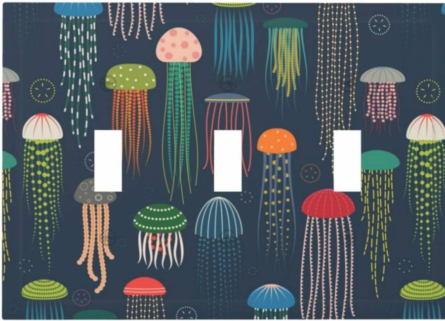 Yamxbfa 70s Boho Vintage Light Switch Cover - Floral Rainbow Retro Mushroom Design, 1 Gang Decorative Wall Plate for Farmhouse, Bathroom, Kitchen