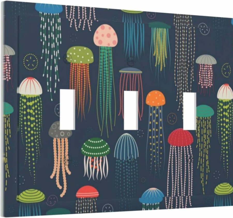 Yamxbfa 70s Boho Vintage Light Switch Cover - Floral Rainbow Retro Mushroom Design, 1 Gang Decorative Wall Plate for Farmhouse, Bathroom, Kitchen
