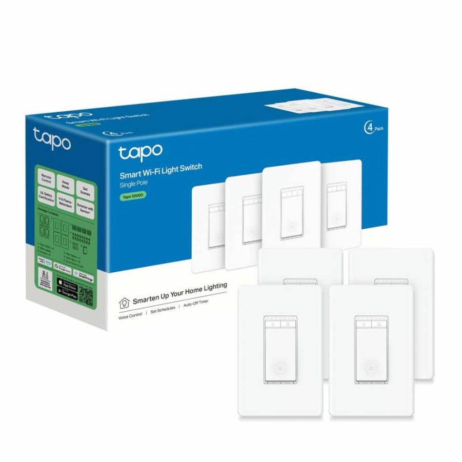 Tapo S500D Smart Dimmer Switch 4-Pack, WiFi Light Switch Works with Alexa & Google Home, No Hub Required, UL Certified, Single Pole, Neutral Wire Needed, White
