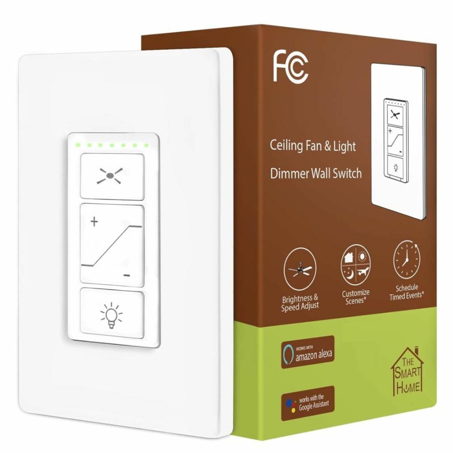 Humpptom Smart Wi-Fi Ceiling Fan Control & Dimmer Light Switch, Alexa & Google Home Compatible, Single Pole, Voice & App Control