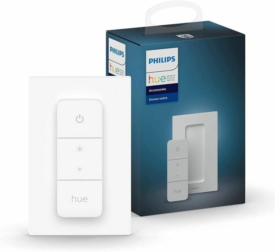 Philips Hue Smart Dimmer Switch V2 - Wireless, No Installation Required, Works Exclusively with Philips Hue Bulbs for Indoor Lighting in Living Room, Bedroom, or Office