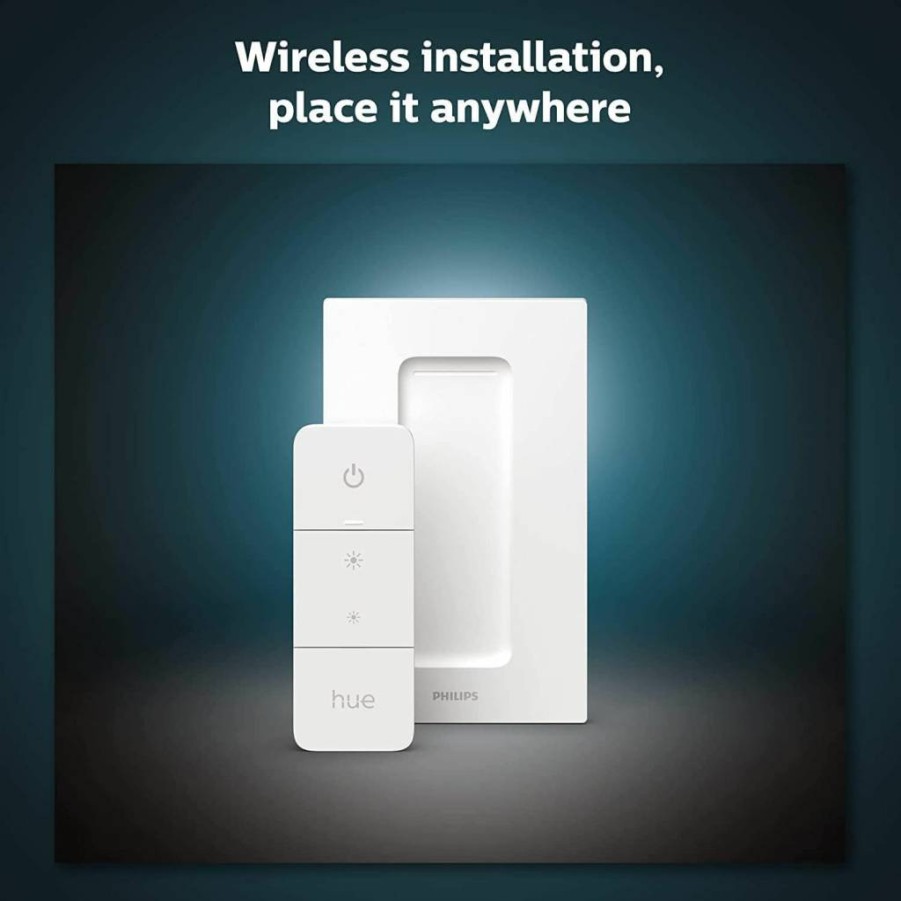 Philips Hue Smart Dimmer Switch V2 - Wireless, No Installation Required, Works Exclusively with Philips Hue Bulbs for Indoor Lighting in Living Room, Bedroom, or Office
