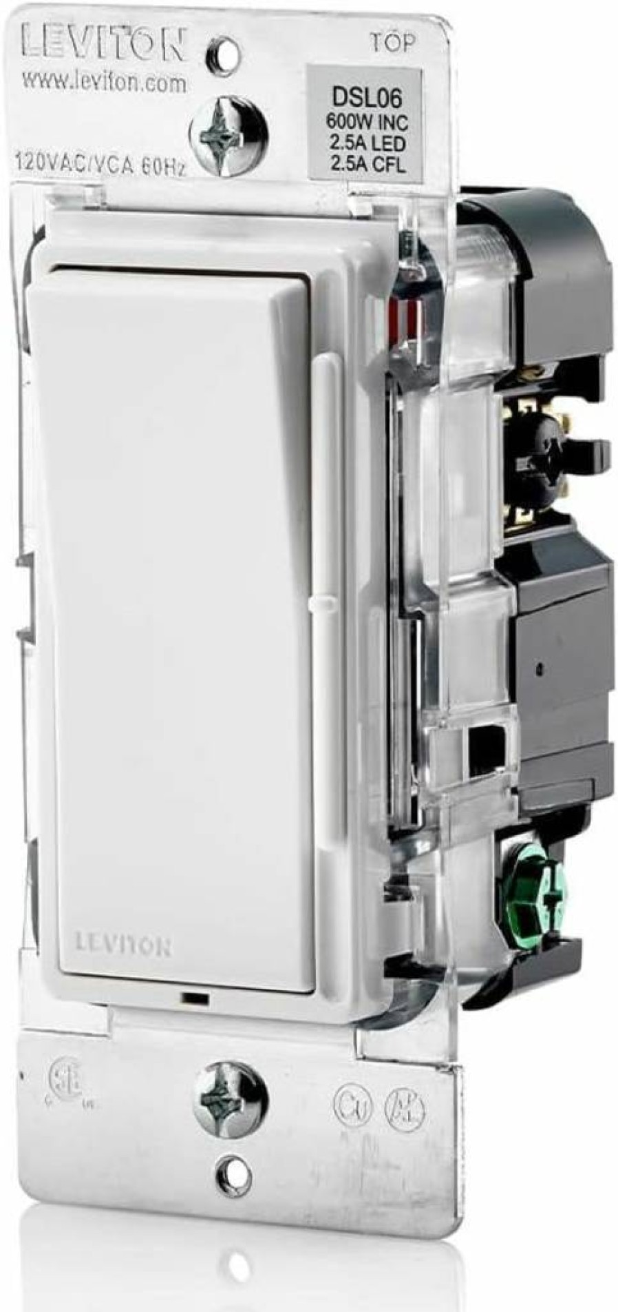 Leviton White Universal Rocker Slide Dimmer Switch 600W Single Pole 3-Way 3 Pack Decora Style