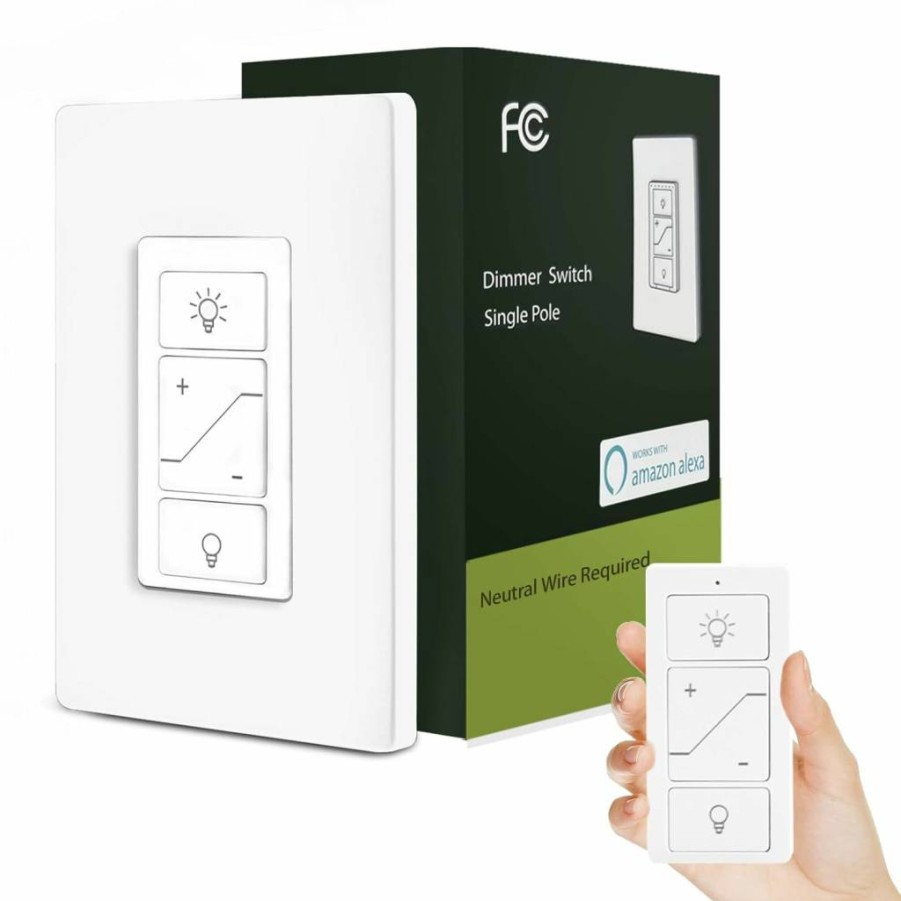 GREENBELL Smart Dimmer Switch with Wireless Remote Control, Alexa Compatible, Single Pole, Works with 2.4G & 5G WiFi, Easy Installation