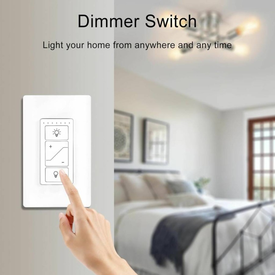 GREENBELL Smart Dimmer Switch with Wireless Remote Control, Alexa Compatible, Single Pole, Works with 2.4G & 5G WiFi, Easy Installation