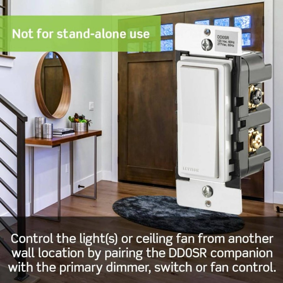 Leviton Decora Smart Switch Companion for Multi-Location Control, 120V AC, 60Hz, Dd0Sr-1Z, White/Ivory/Light Almond, Works with Leviton Smart Switches
