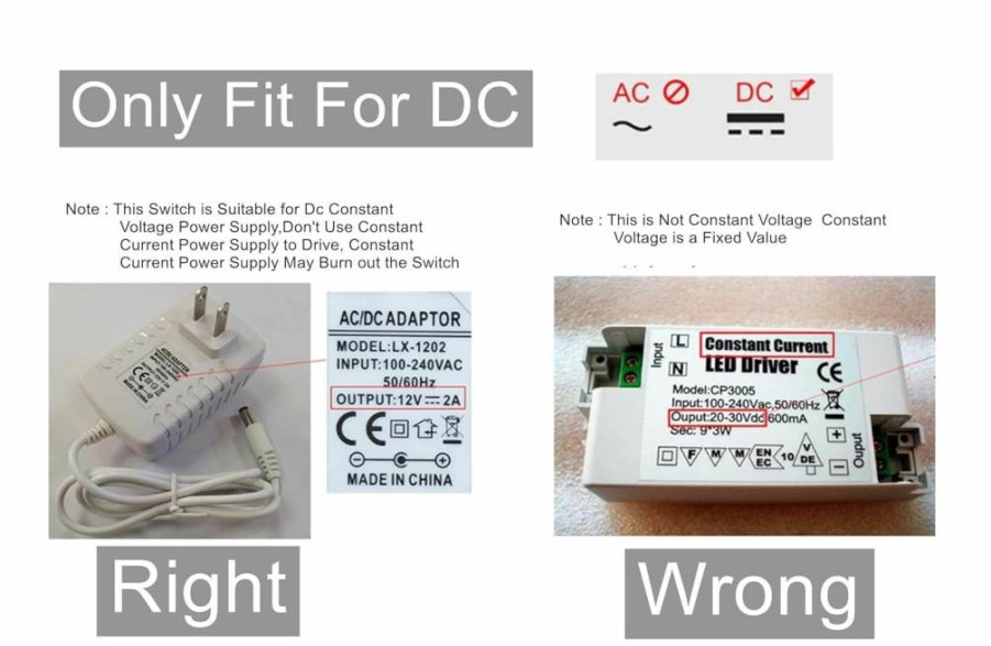LDCRE 12V LED Dimmer Switch - Touch Sensor Stepless Brightness Control for Desk Lamps & Strip Lights, 3.7V-12V DC, 13mm Mounting Hole, 2-Pack Black