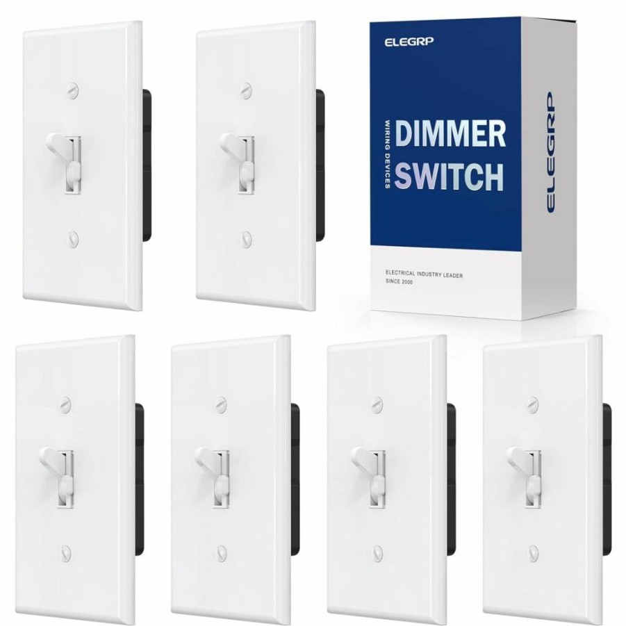 ELEGRP 2-Pack Black Digital Toggle Dimmer Switch for Dimmable LED, CFL, Incandescent Bulbs, Single Pole/3-Way, UL Listed with Wall Plate