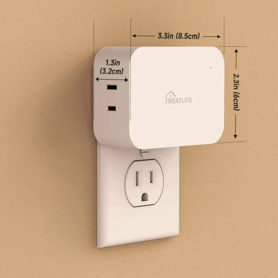 TREATLIFE Smart Dimmer Plug with Dual Outlets, WiFi Lamp Dimmer Switch for Dimmable LED, CFL, Halogen & Incandescent Bulbs, 300W Max, 2.4GHz Alexa Compatible