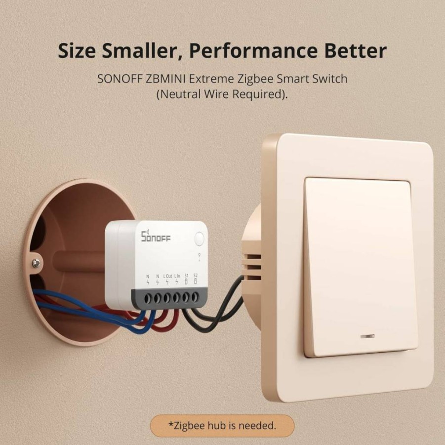 SONOFF Zigbee Smart Light Switch 4-Pack, Works with Alexa & Google Home, Requires Neutral Wire & SONOFF Zigbee Hub, ZBMiniR2 Smart Switch for Home Automation