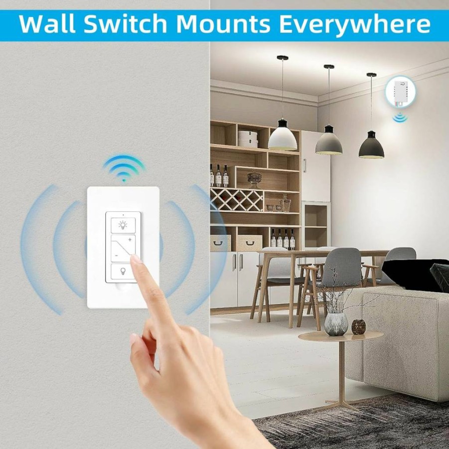 Sunmerit Wireless Smart Dimmer Switch Kit with Remote Control, Alexa Compatible, 2.4G&5G WiFi Support for Ceiling Lights & Lamps