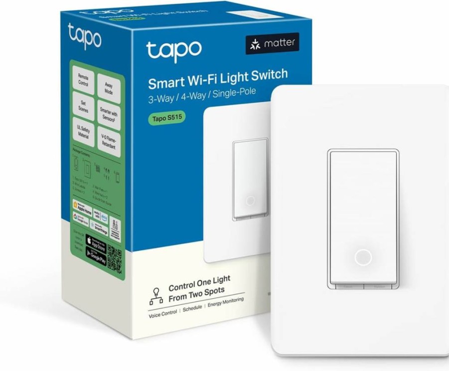 Tapo S515 Smart Light Switch with Matter Support, Energy Monitoring, Works with Alexa, Google Home & Siri, 2.4GHz Wi-Fi, UL Certified, Neutral Wire Required