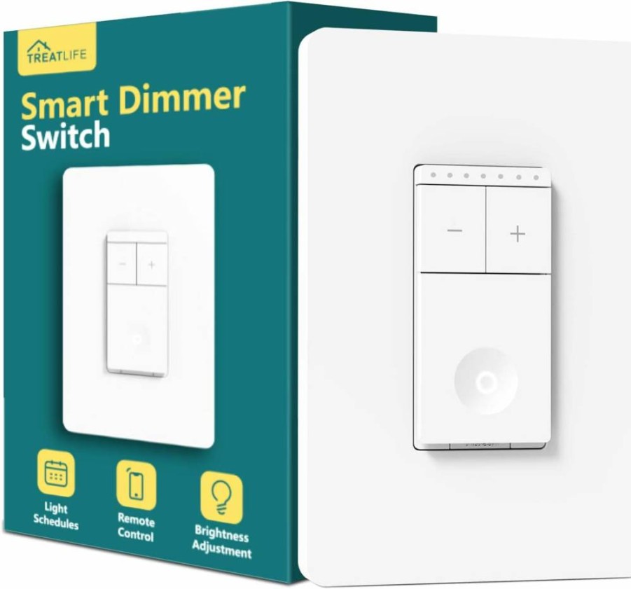 TREATLIFE Smart Dimmer Switch with Neutral Wire, Wi-Fi 2.4GHz, Compatible with Alexa & Google Assistant, Remote Control, Scheduling, FCC Certified, Single Pole (1 Pack)