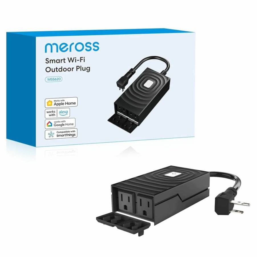 Meross Smart Outdoor Dimmer Plug - Apple HomeKit, Alexa, Google Home Compatible, IP44 Waterproof, Voice & Remote Control for String Lights, Patio Lamps, Timer & Scheduling